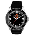 Unisex Sport Silver-Tone Polyurethane Strap Watch W/ Black Dial